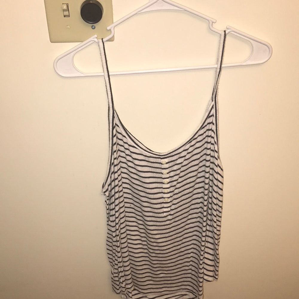 Aeropostal Black And White Stripe Tank Top